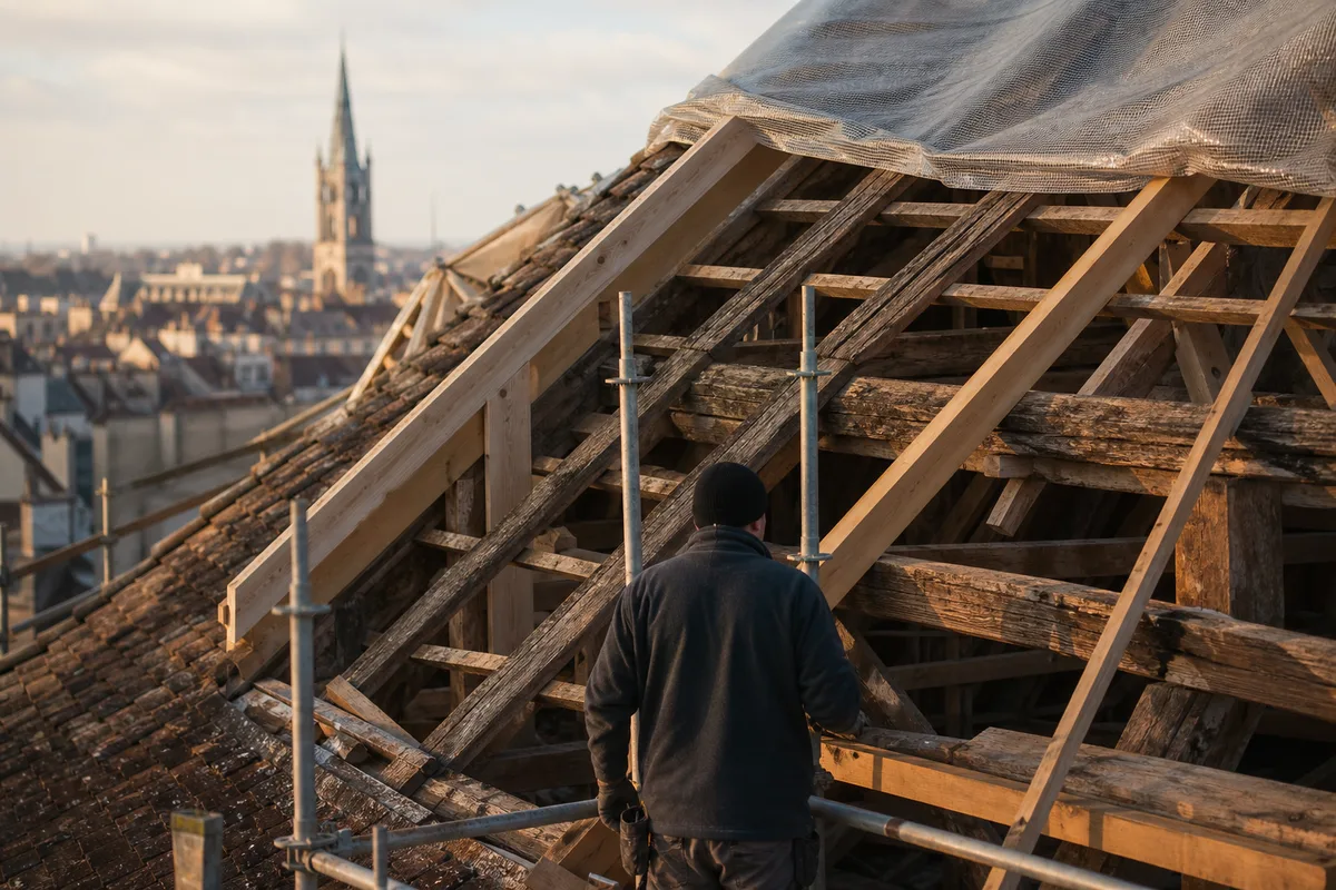 Rénovation de charpente à Dijon : reprises, coût et combles